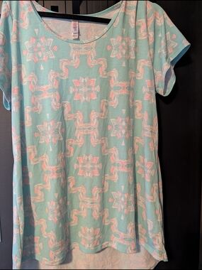 LuLaRoe Pastel Blue Geometric Tunic XL